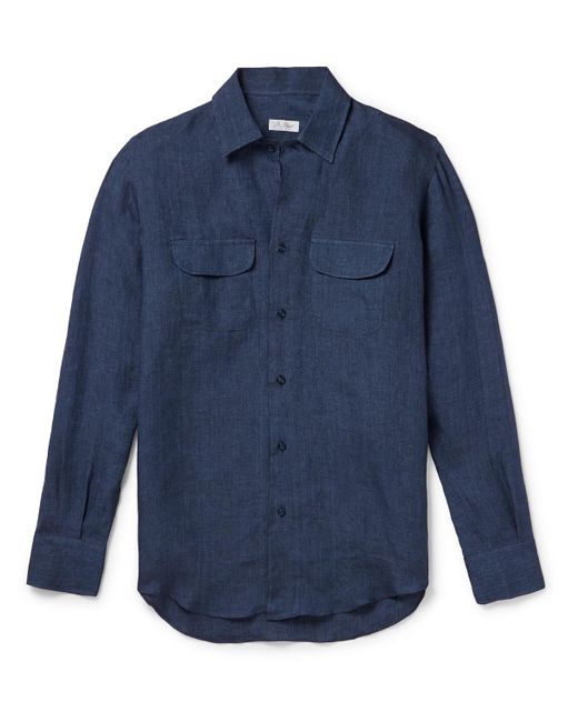 De Petrillo Blue Linen Shirt for men