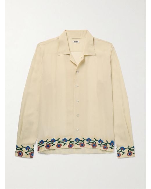Bode Natural Flowering Liana Embroidered Silk-crepe Shirt for men