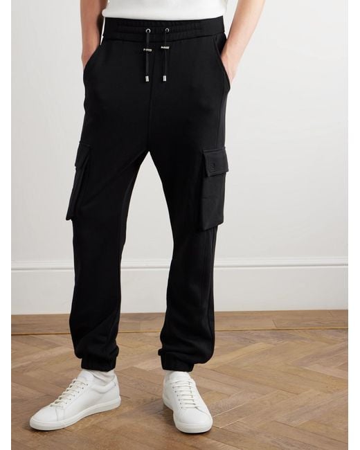 Balmain Black Print Cargo Sweatpants for men
