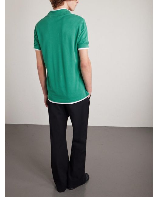 Tom Ford Green Slim-fit Lyocell And Cotton-blend Piqué Polo Shirt for men