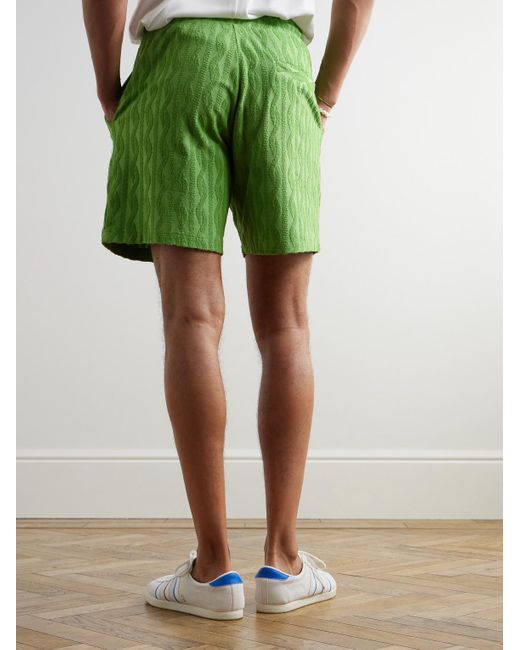 Frescobol Carioca Green Augusto Straight-Leg Organic Cotton Terry-Jacquard Shorts for men