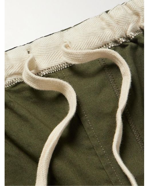 Pantaloni a gamba affusolata in twill di cotone stretch con coulisse Gym di Beams Plus in Green da Uomo