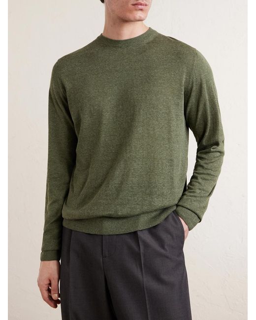 Piacenza 1733 Green Silk And Linen-blend Sweater for men