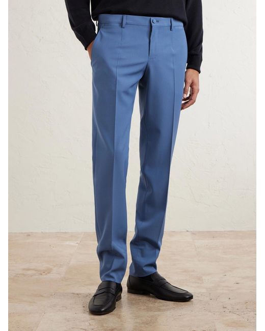 Dolce & Gabbana Blue Slim-fit Straight-leg Wool Suit Trousers for men