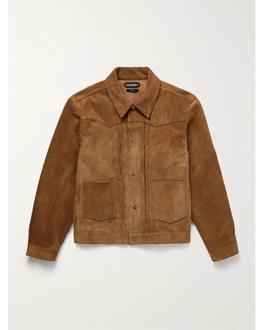 CHERRY LA Brown Suede Trucker Jacket for men