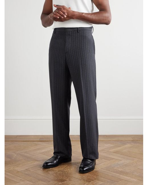 Etro Blue Straight-Leg Logo-Embroidered Wool-Blend Jacquard Suit Trousers for men