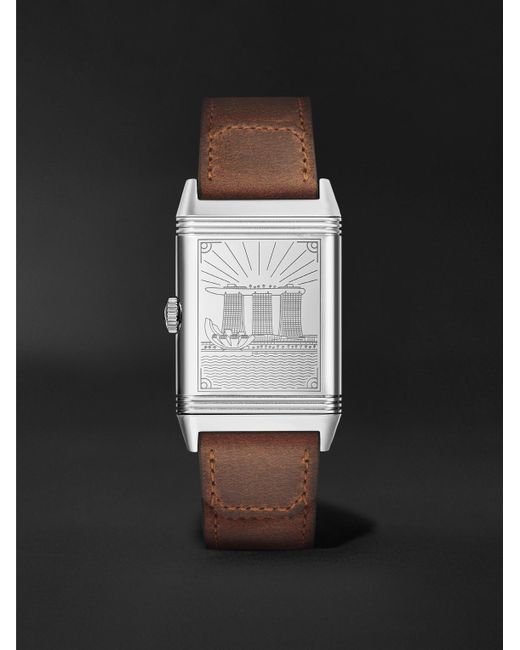 Jaeger-lecoultre Black Reverso Classic Small Seconds Sydney Hand-wound 45.6mm Stainless Steel And Leather Watch, Ref No. Jlq385852e for men