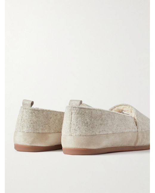 Mulo White Suede-Trimmed Wool-Felt Slippers for men