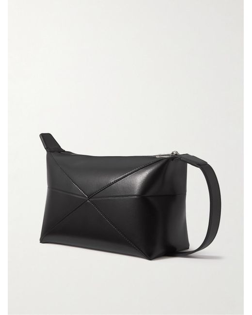 Loewe Black Puzzle Fold Leather Wash Bag for men