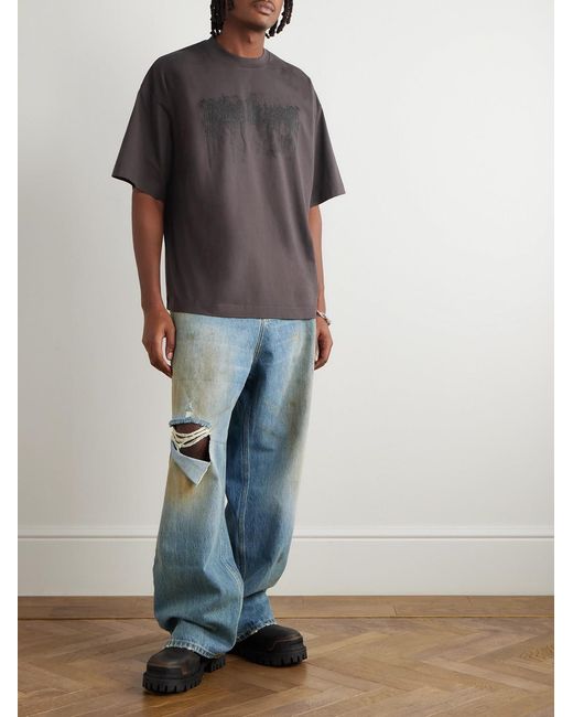 Vetements Gray Oversized Logo-Print Cotton-Jersey T-Shirt for men