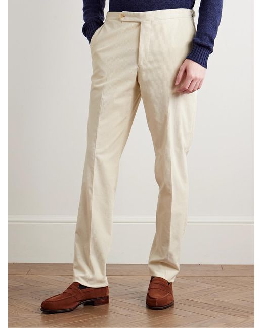 De Petrillo Natural Slim-Fit Cotton-Blend Corduroy Trousers for men