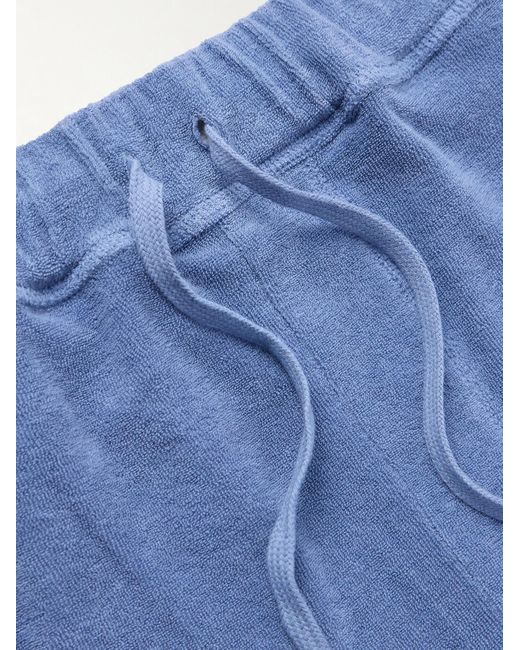 Fedeli Blue Slim-Fit Cotton-Terry Drawstring Shorts for men