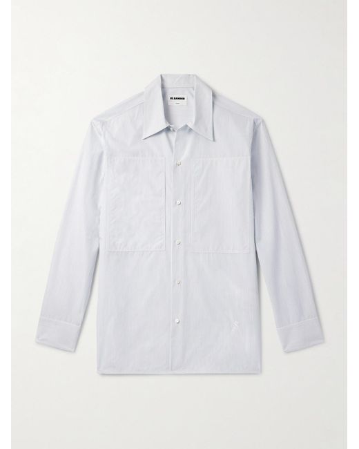Jil Sander White Tuesday Striped Cotton-poplin Shirt for men