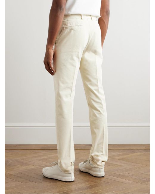 Incotex Venezia 1951 schmal geschnittene und schmaler zulaufende Hose aus Baumwoll-Twill in Stückfärbung in Natural für Herren