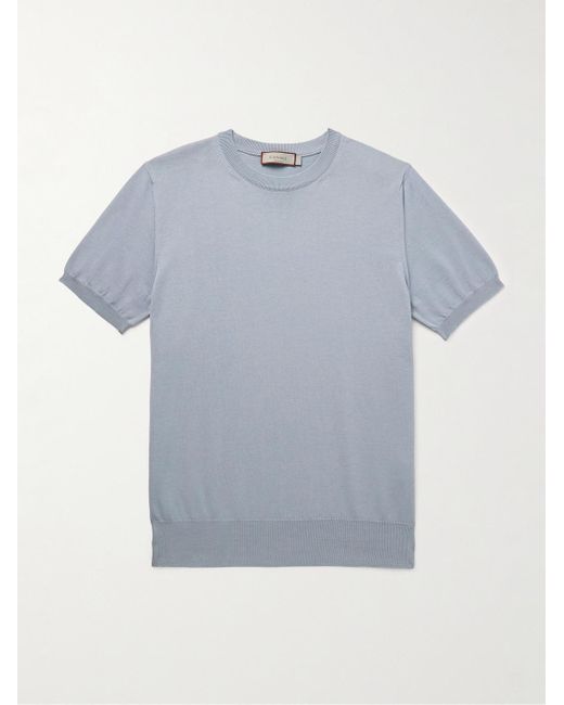 Canali Blue Cotton T-shirt for men