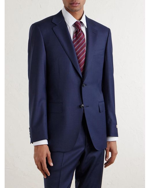Canali Blue Puppytooth Wool Suit Jacket for men