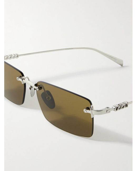 Gucci Metallic Rimless Rectangular-Frame-Tone Sunglasses for men