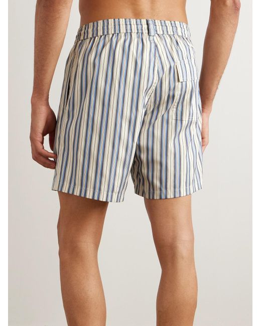 Loro Piana White Bay Vintage Straight-leg Mid-length Logo-print Striped Swim Shorts for men