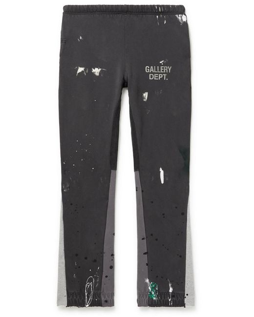 GALLERY DEPT. Gray Flared Paint-splattered Logo-print Cotton-jersey Sweatpants for men
