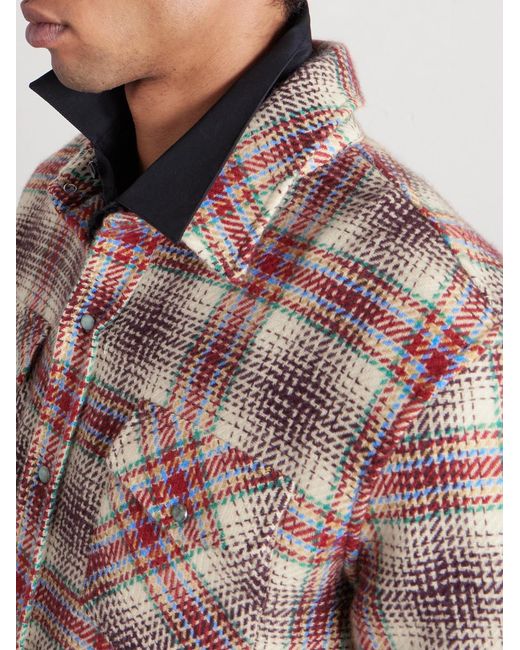God's True Cashmere Brown Checked Cashmere Shirt for men