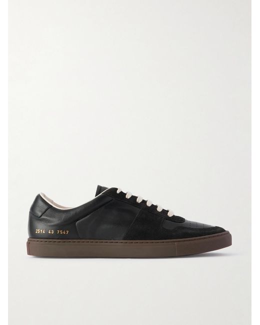 Common Projects Black Bball Suede-trimmed Leather Sneakers for men