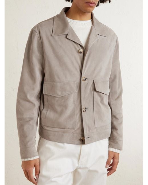 Brunello Cucinelli Natural Suede Blouson Jacket for men