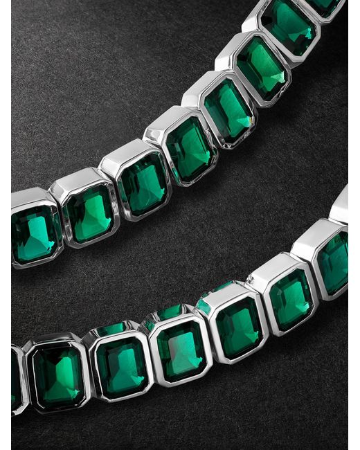 42 Suns Black 14-Karat Emerald Tennis Necklace for men