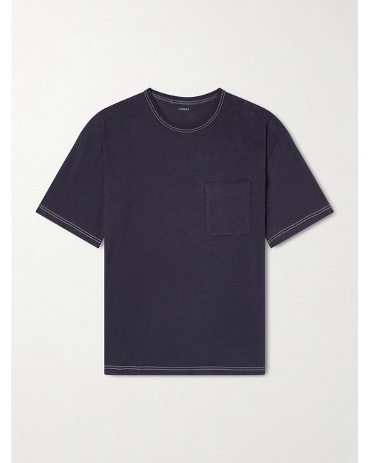 Lemaire Blue Cotton And Linen-Blend Jersey T-Shirt for men