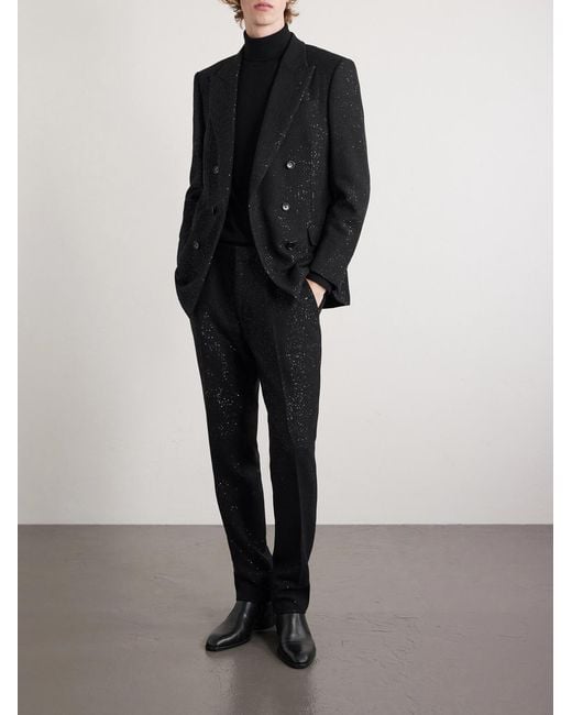 Tom Ford Black Double-breasted Sequined Wool-blend Suit Jacket for men