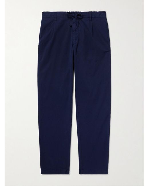 Hartford Blue Tanker Slim-Fit Straight-Leg Cotton Drawstring Trousers for men