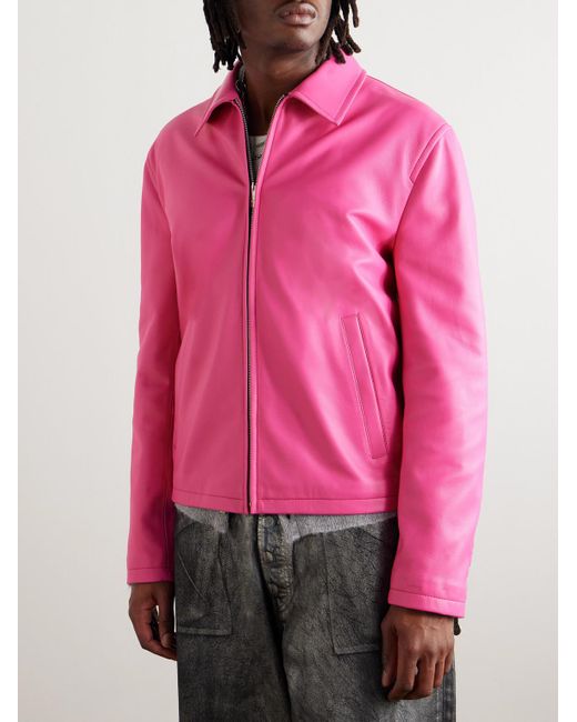 Acne Pink Leather Jacket for men
