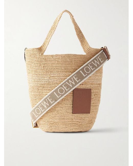 Paula's Ibiza Tote bag mini in rafia con finiture in pelle Slit di Loewe in Natural da Uomo
