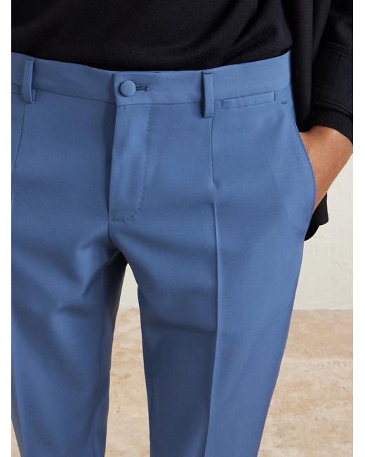 Dolce & Gabbana Blue Slim-fit Straight-leg Wool Suit Trousers for men