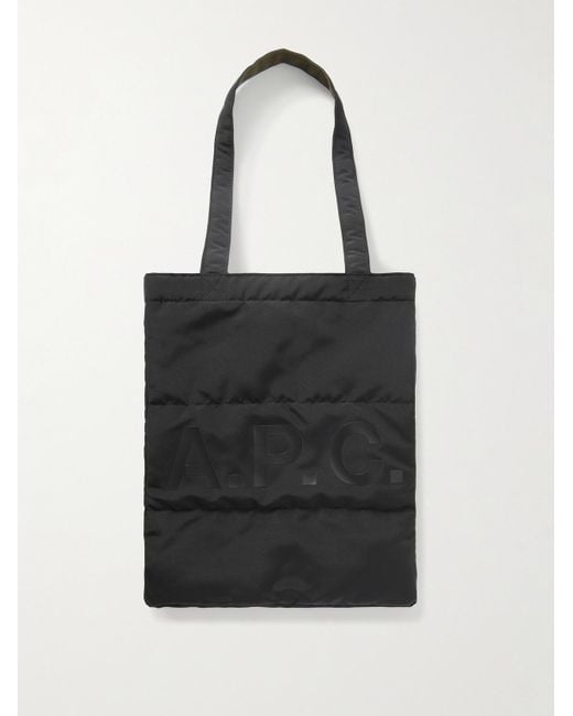 A.P.C. Black Logo-Print Reversible Quilted Crepe Tote Bag for men
