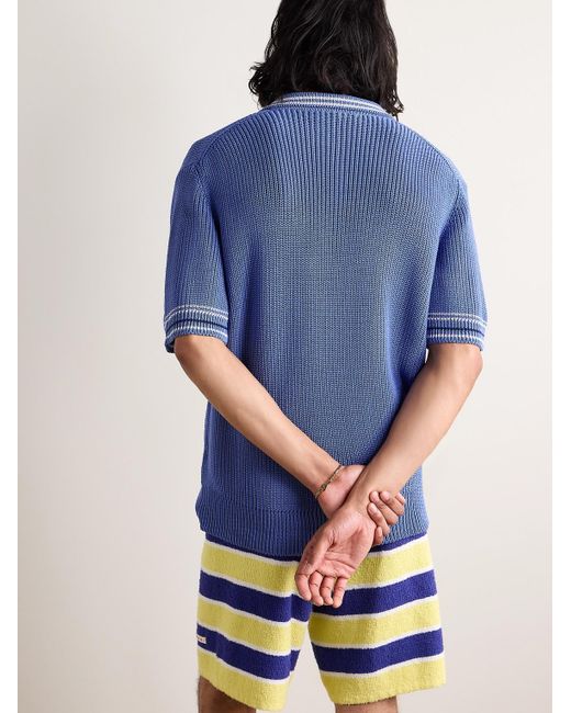 Marni Polohemd aus Baumwolle mit Streifen und Logostickerei in Blue für Herren