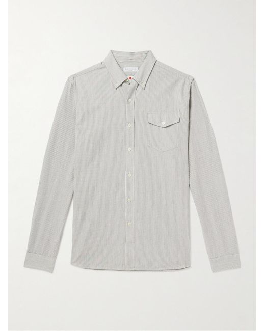 Richard James Gray Button-down Collar Striped Cotton for men