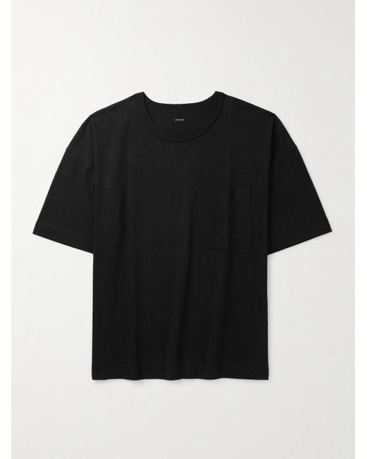 Lemaire Oversized-T-Shirt aus Jersey aus einer Baumwoll-Leinenmischung in Black für Herren