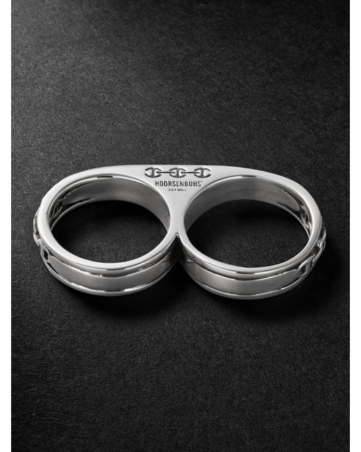Hoorsenbuhs Black Bonded Double Barrel Knuckle Sterling Ring for men