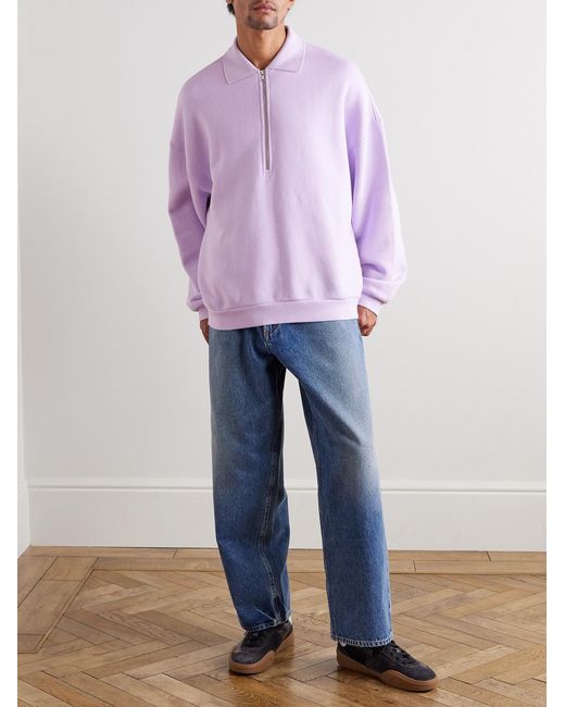 Agolde Purple Pace Half-Zip Cotton-Jersey Sweatshirt for men