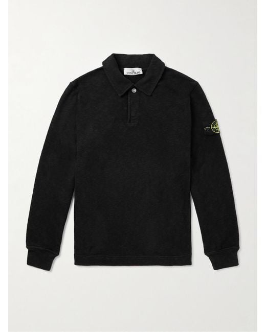 Stone Island Oberteil aus Baumwoll-Jersey mit Polokragen und Logodetail in Black für Herren