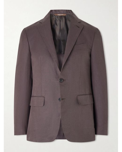 Canali Brown Kei Linen And Silk-blend Suit Jacket for men