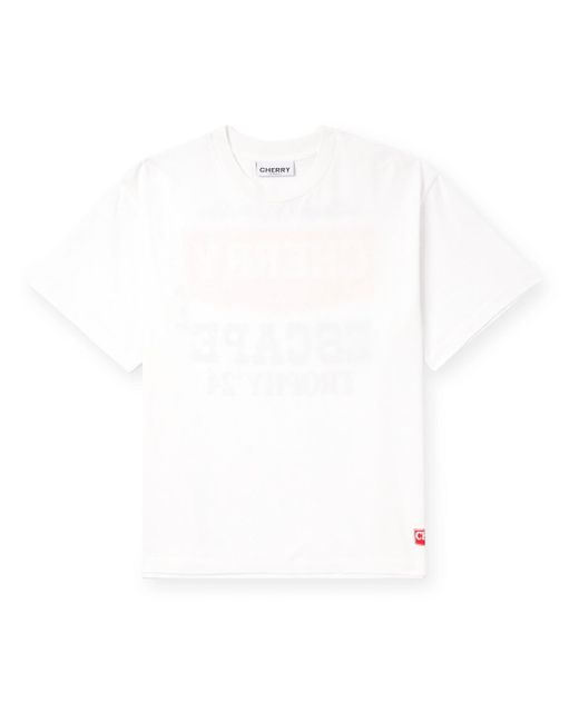 CHERRY LA White Escape Logo-print Garment-dyed Cotton-jersey T-shirt for men