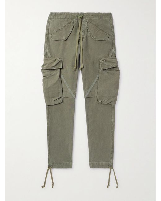 Greg Lauren Green Tapered Cotton-canvas Drawstring Cargo Trousers for men
