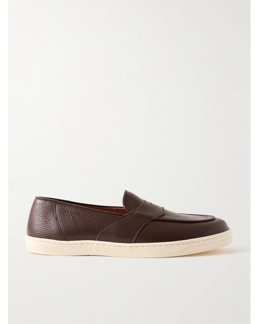 George Cleverley Brown Joey Full-Grain Deerskin Penny Loafers for men