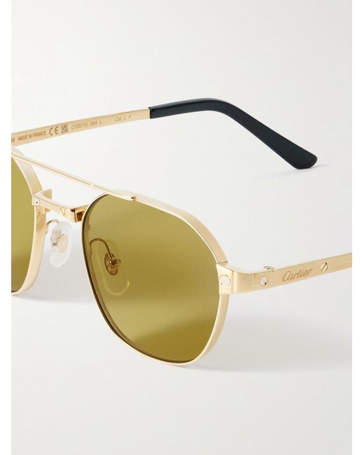 Cartier Metallic Santos De Cartier Aviator-Style-Tone Sunglasses for men