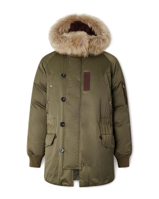 Ralph Lauren Green Shearling-Trimmed Shell Down Jacket for men