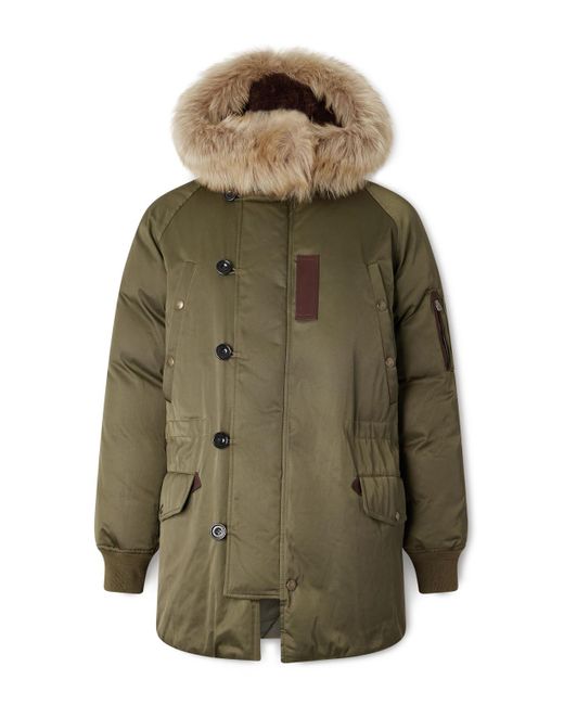 Ralph Lauren Green Shearling-Trimmed Shell Down Jacket for men