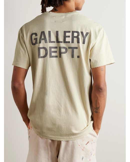 T-shirt in jersey di cotone effetto consumato con stampa Work In Progress di GALLERY DEPT. in Natural da Uomo