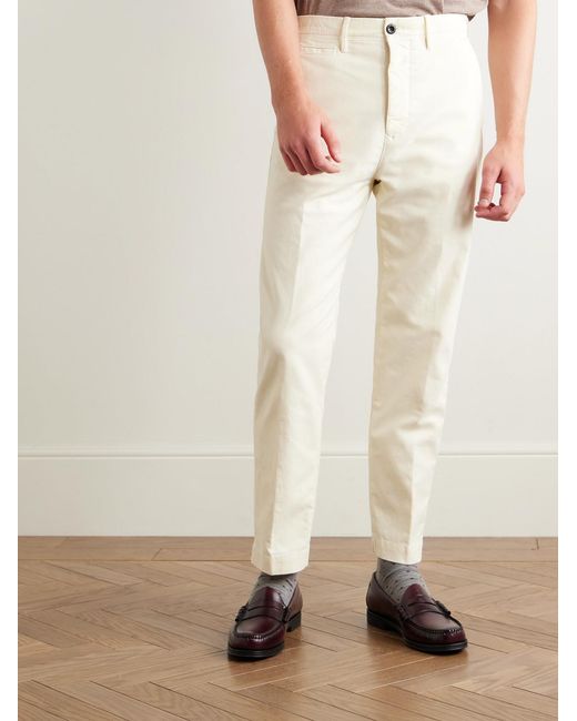 Slowear Natural Slim-fit Cotton-blend Twill Trousers for men