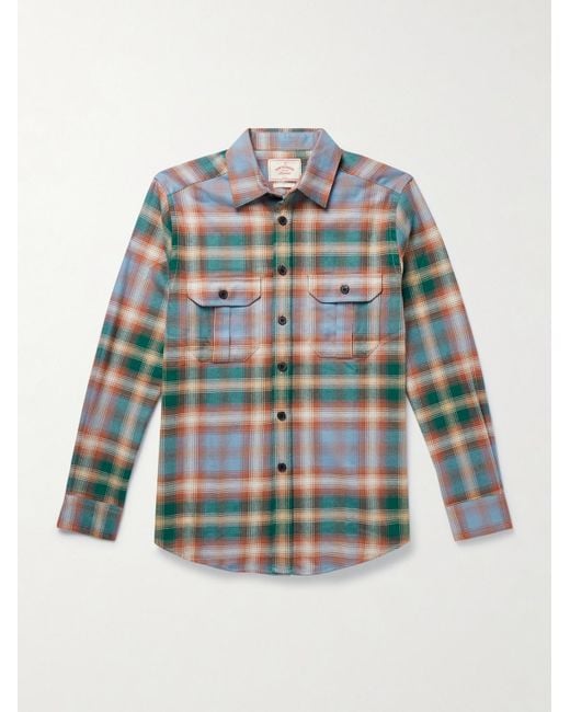 Portuguese Flannel Blue Log Checked Organic Cotton-flannel Shirt for men